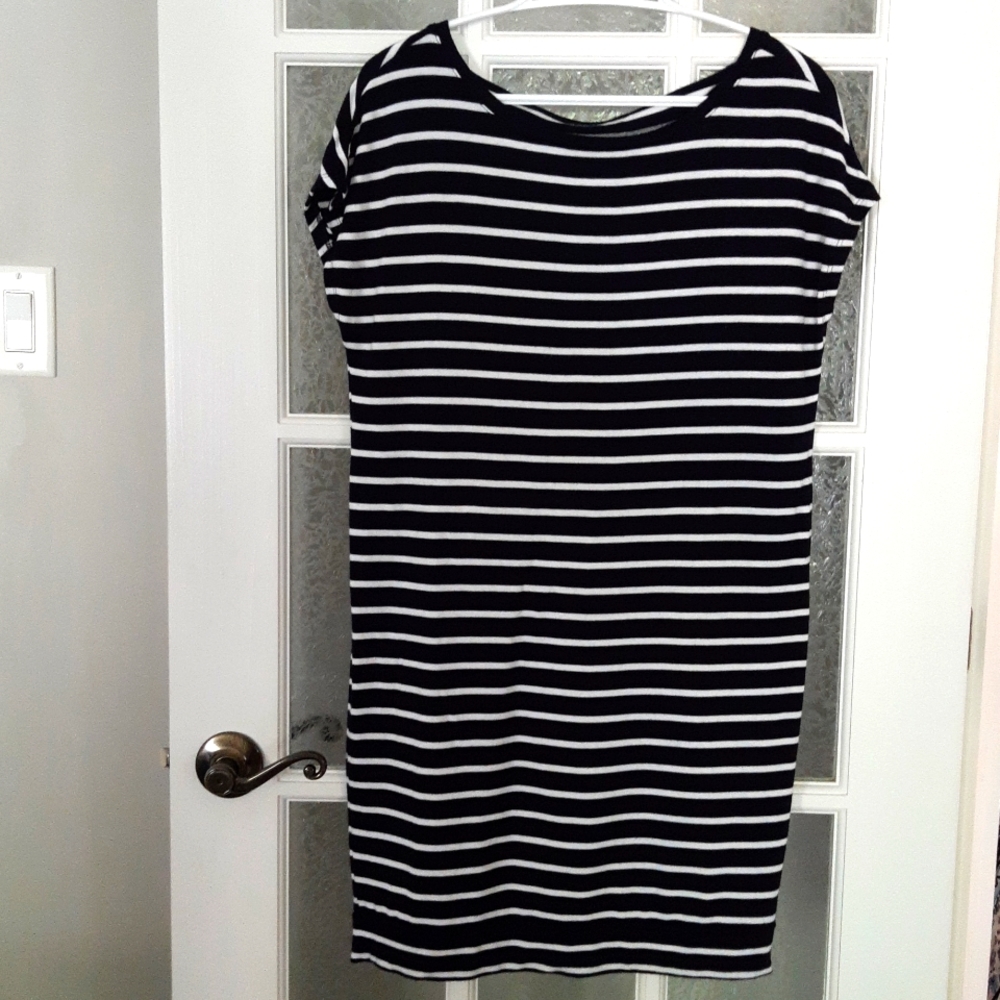 Navy and White Striped T-Shirt Dress